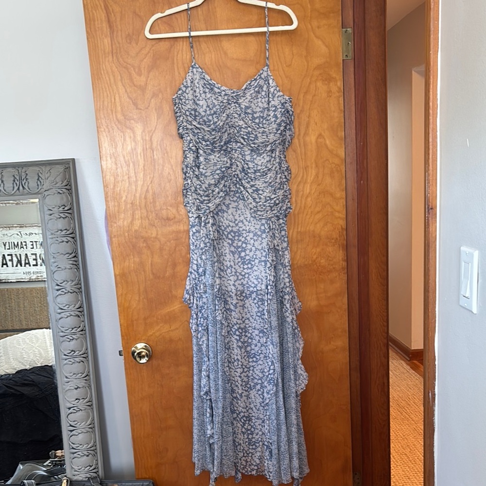 Shona Joy Ruched Frill Maxi Dress